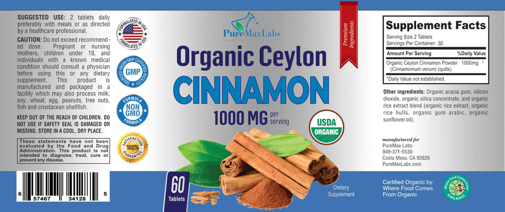 Organic Ceylon Cinnamon 1000mg 60 Tablets Y510970
