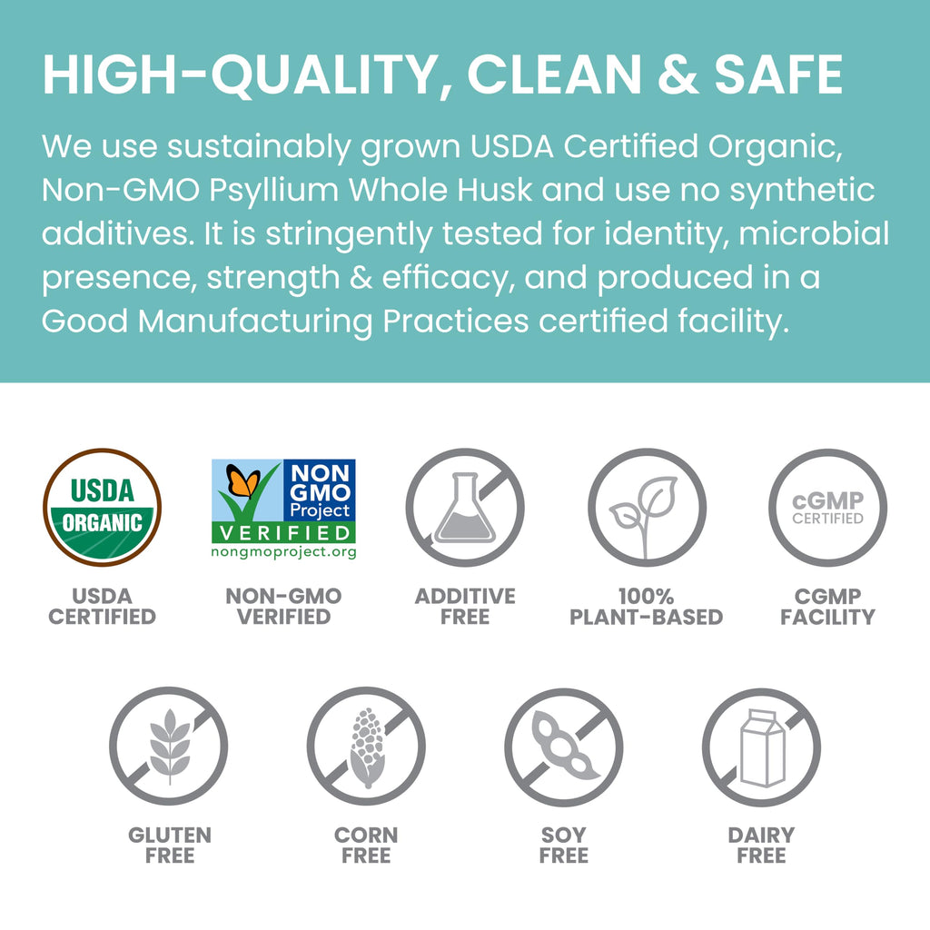 Organic Psyllium Whole Husk Fiber Supplement, Unflavored, 12 oz Z5438