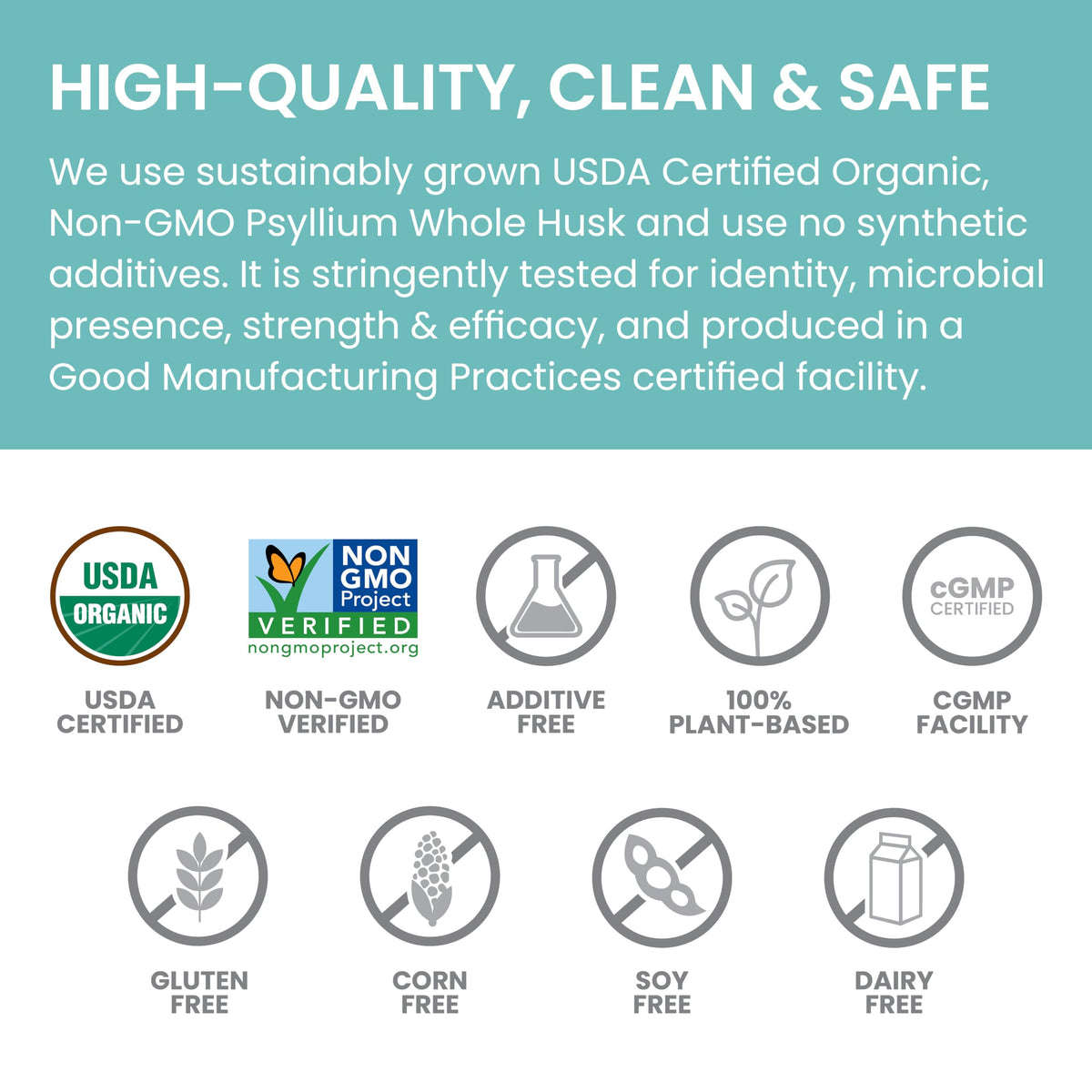 Organic Psyllium Whole Husk Fiber Supplement, Unflavored, 12 oz Z5438