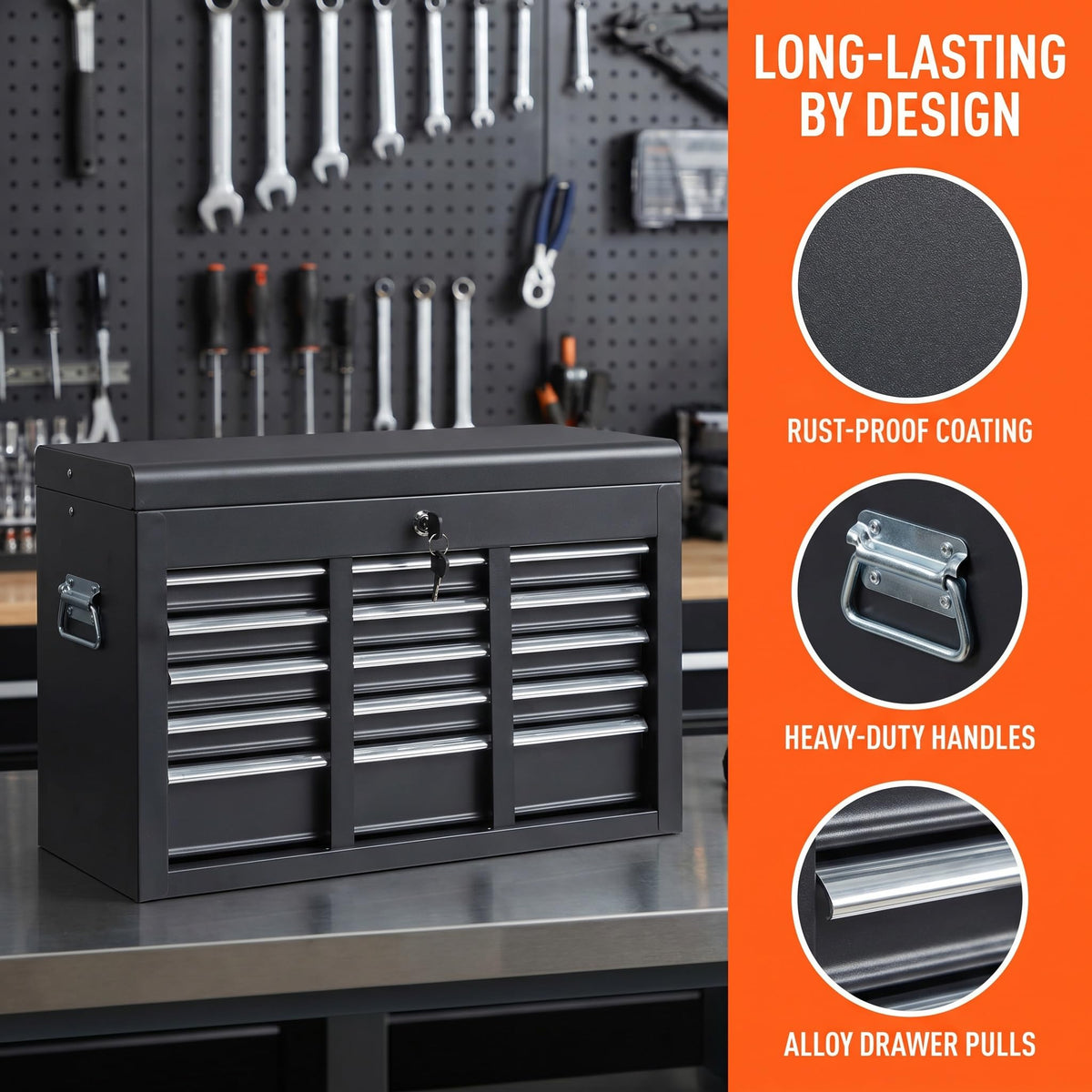 24" 5 Drawer Black Metal Tool Box Q679133