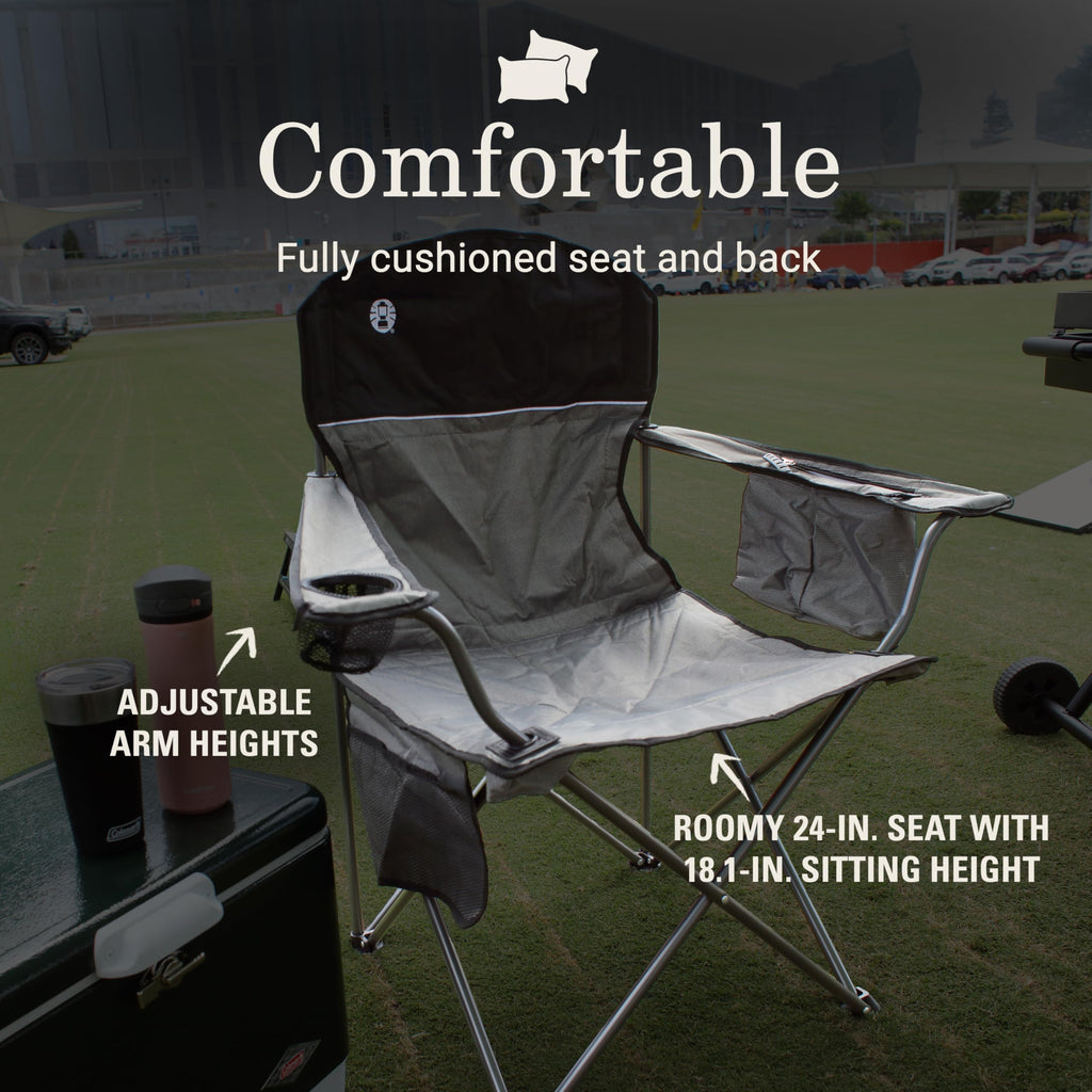 Portable Camping Chair with 4-Can Cooler, Cushioned Seat, Side Pockets & Cup Holder, Carry Bag M5361