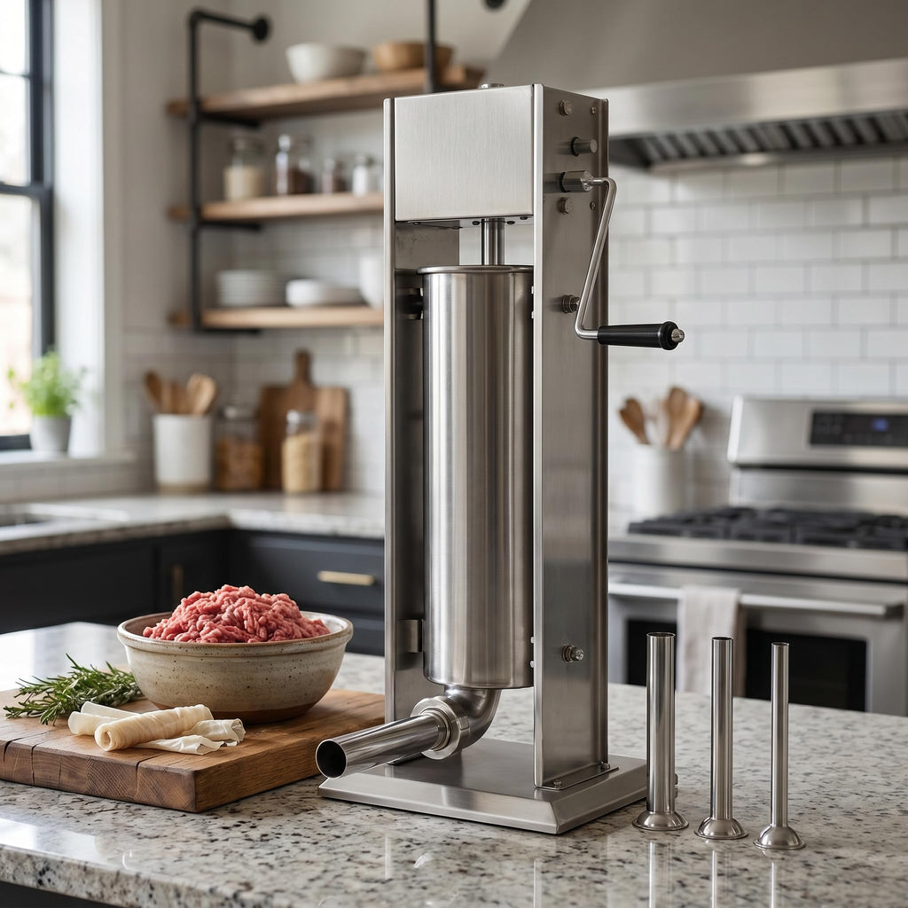 Stainless Steel Dual Speed 15lb/7L Sausage Stuffer with 4 Nozzles S86387