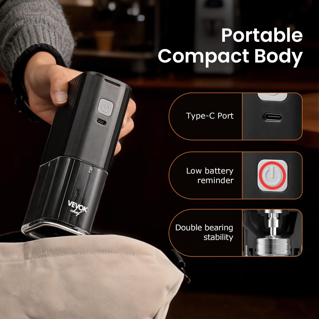 Portable Electric Coffee Grinder Adjustable Stainless Steel Burr X365525
