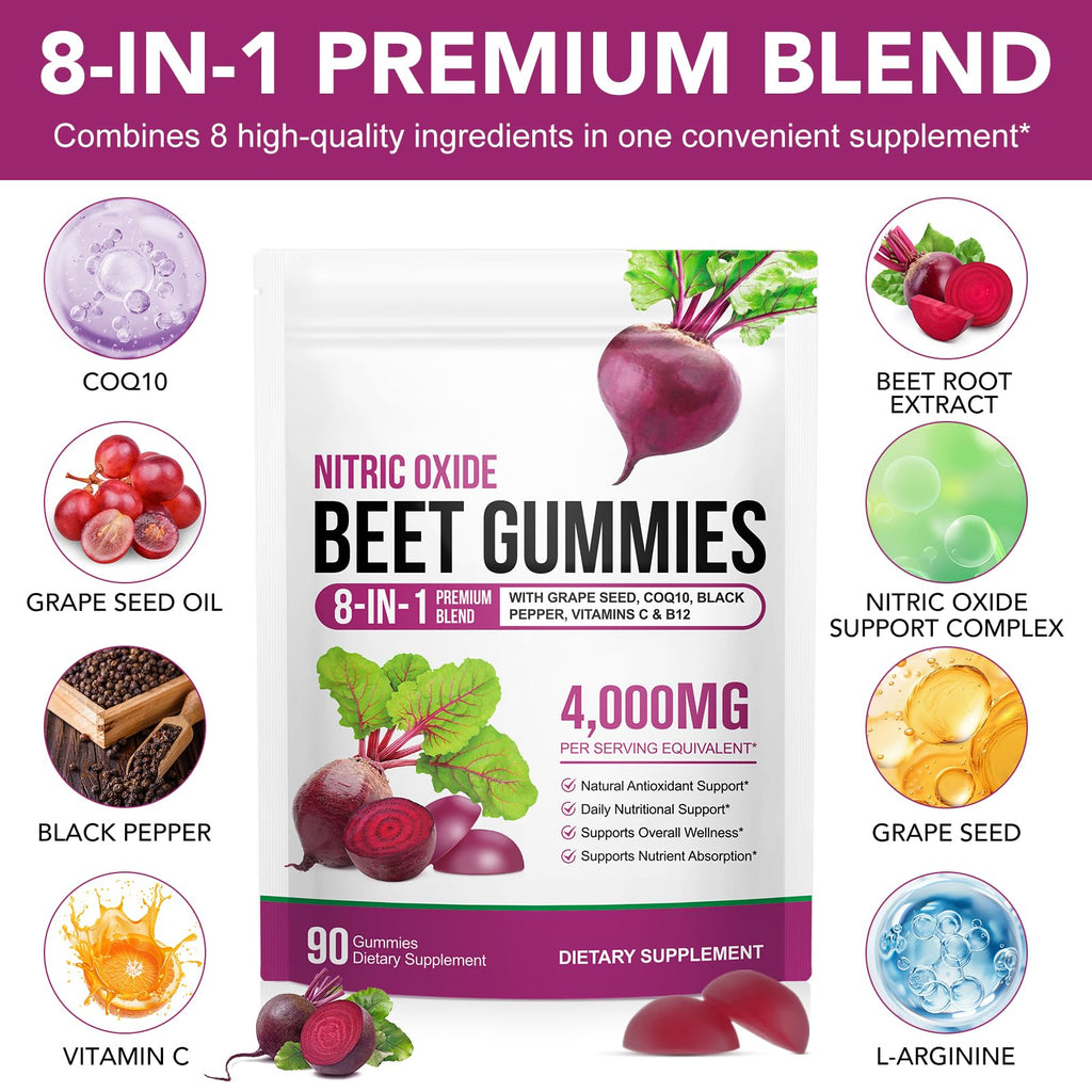 Beet Root Gummies with CoQ10 90 Soft Chews I852