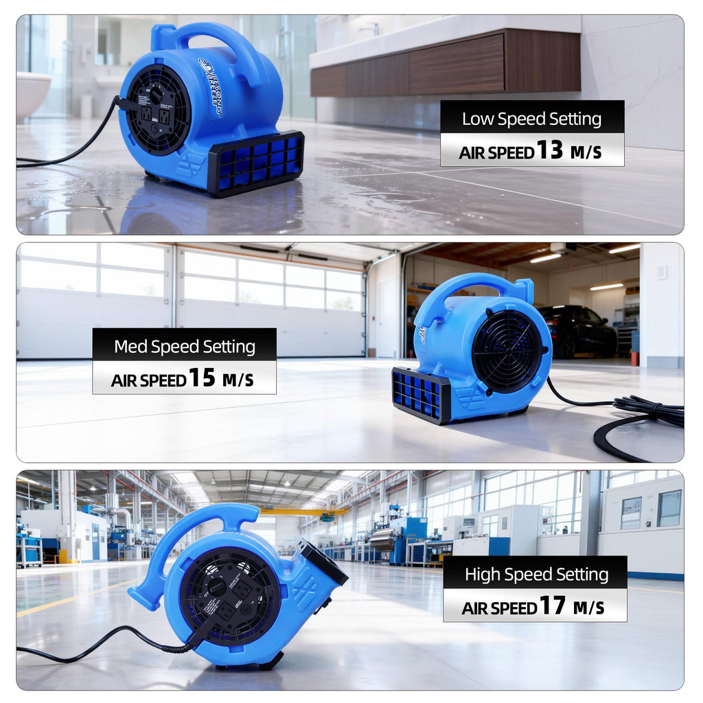 1/4 HP 1000 CFM 3 Speeds Air Mover Blower Fan G6382