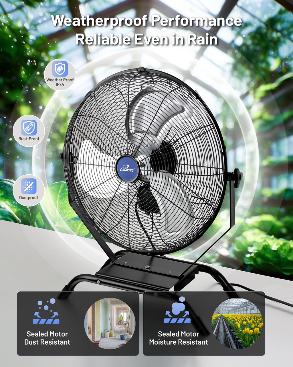 20" Variable Speed Indoor/Outdoor Fan, 4650 CFM, Black S932