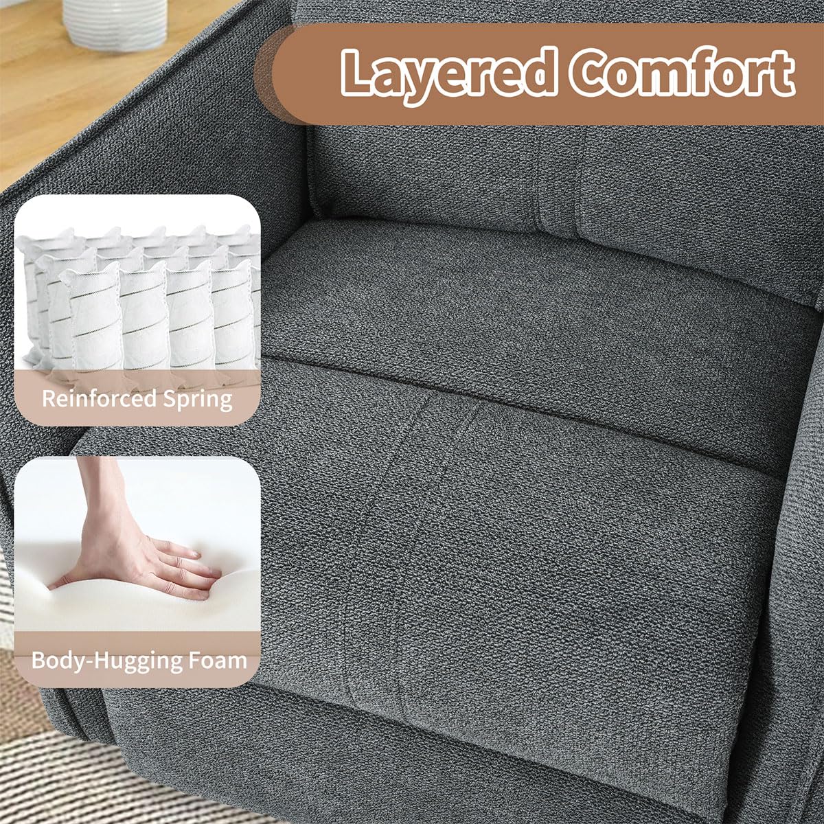 Power Swivel Rocker Recliner Chair with USB, Dark Gray S9090