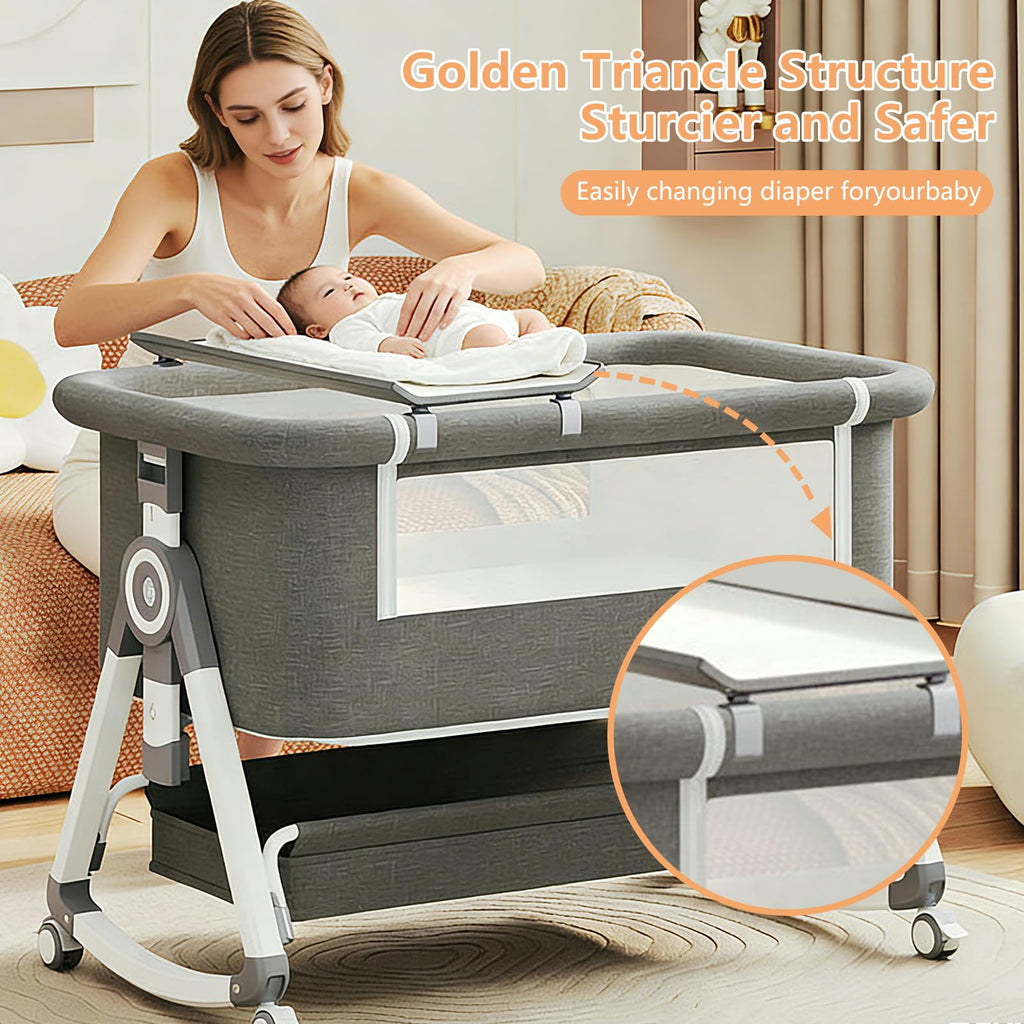 4 in 1 Baby Bassinet Bedside Sleeper with Wheels and Mattress F482