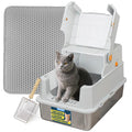 Large Stainless Steel Covered Cat Litter Box with Scoop I9682