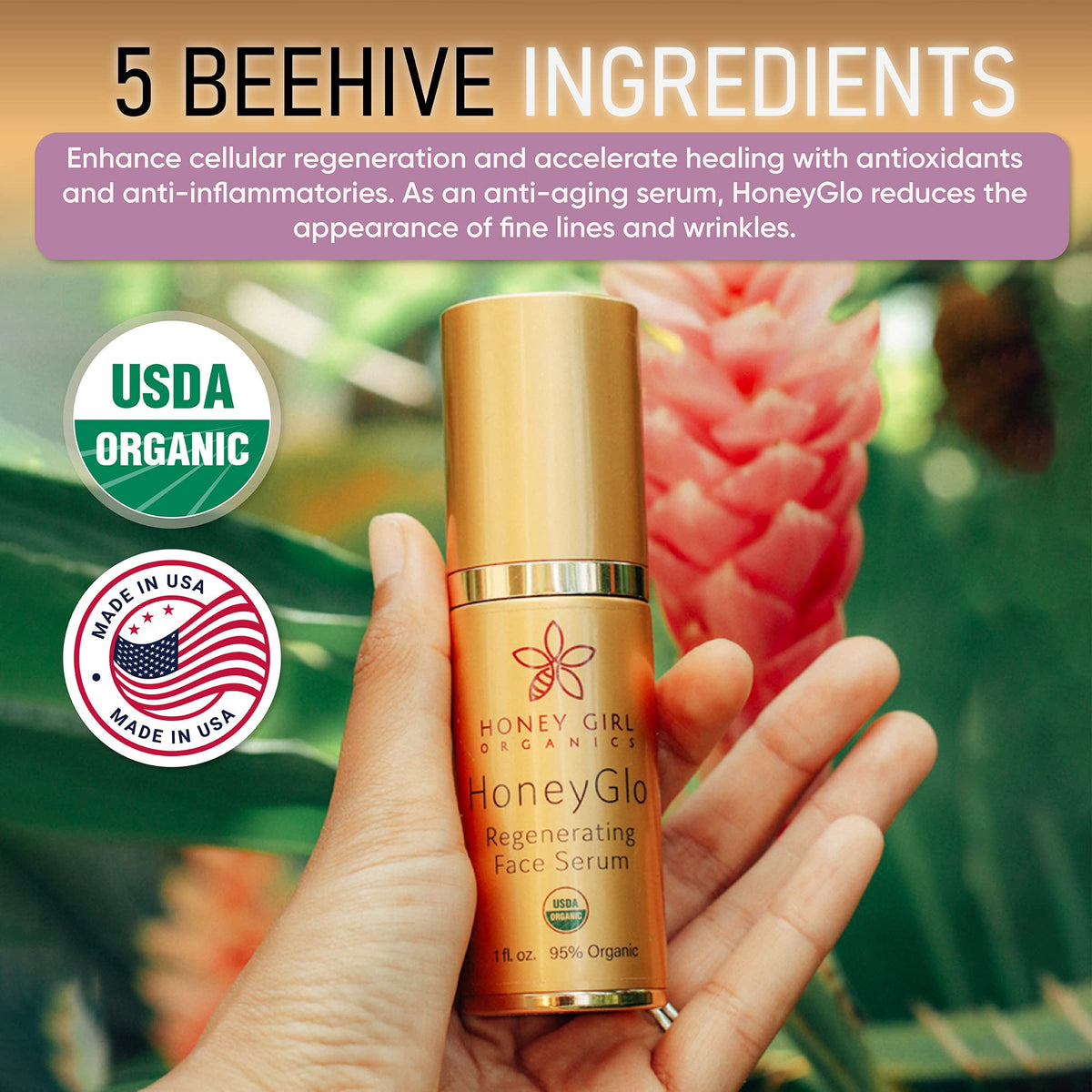 USDA Certified Organic Face Serum with Vitamin C and EVOO 1 oz E3197