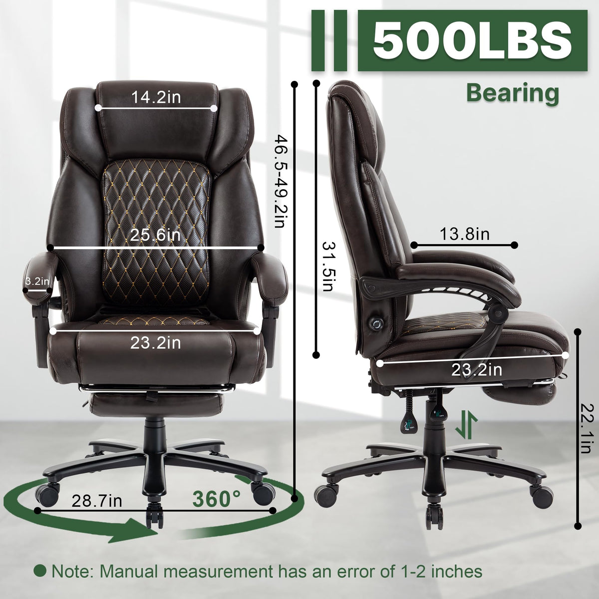 Brown Reclining Executive Office Chair with Footrest R360966