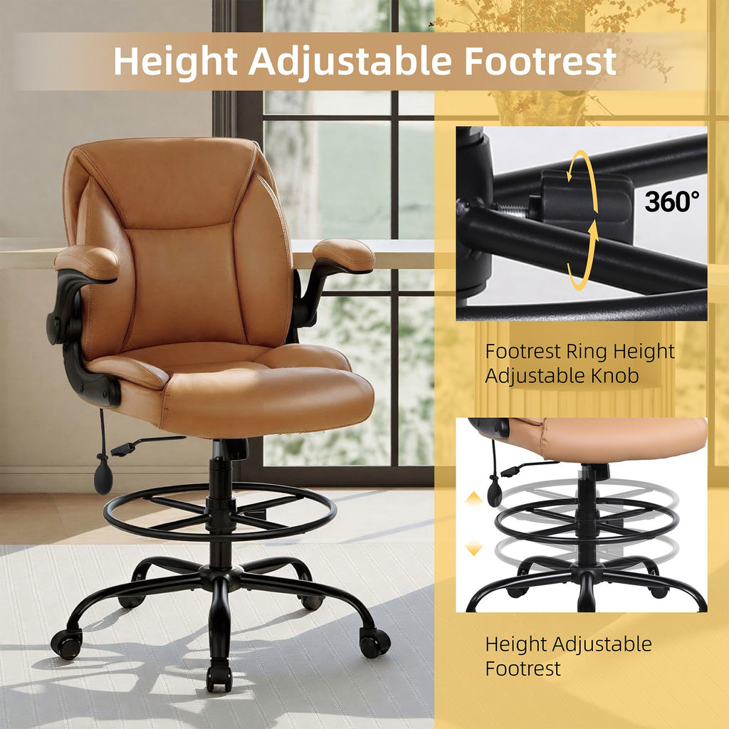 Brown PU Leather Drafting Chair X7182