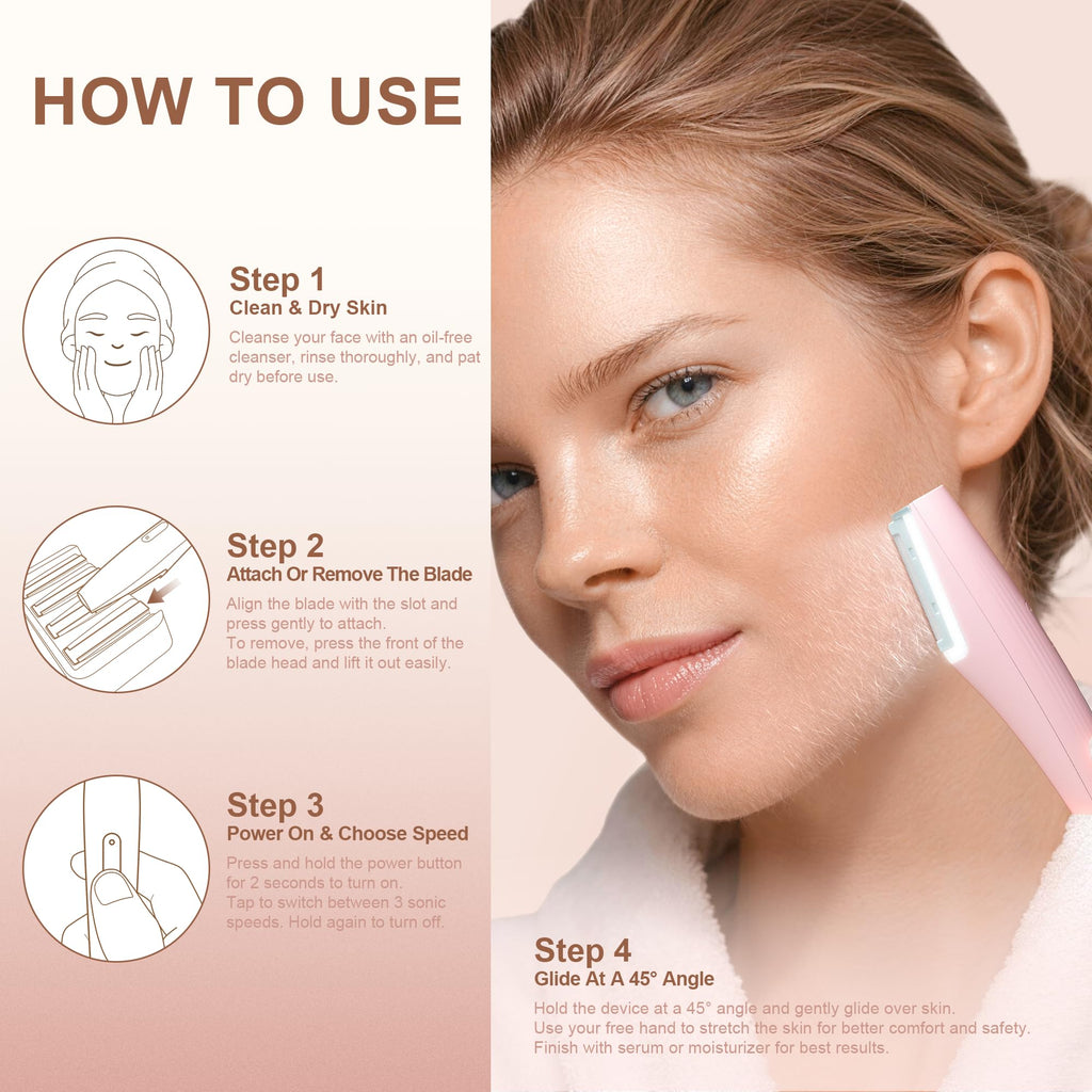 Rechargeable Facial Hair Razor with LED Light, 3 Speeds U1275