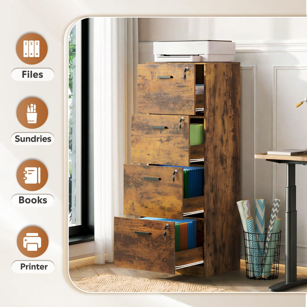 4 Drawer Wood File Cabinet Z653268