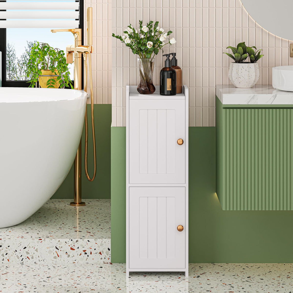 White Bathroom Storage Cabinet with 2 Doors T58000