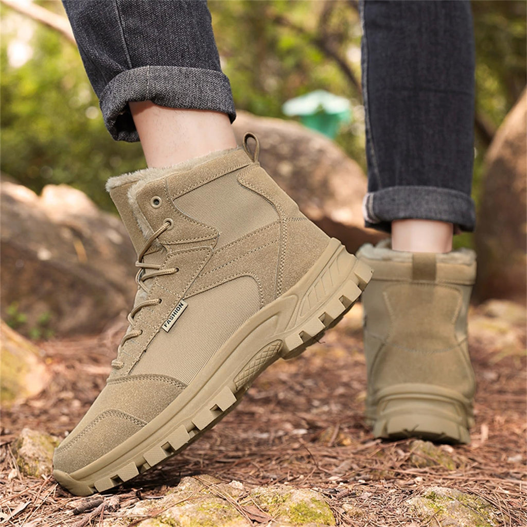 Mid Top Fur Lined Suede Leather Waterproof Military Tactical Boots O9061