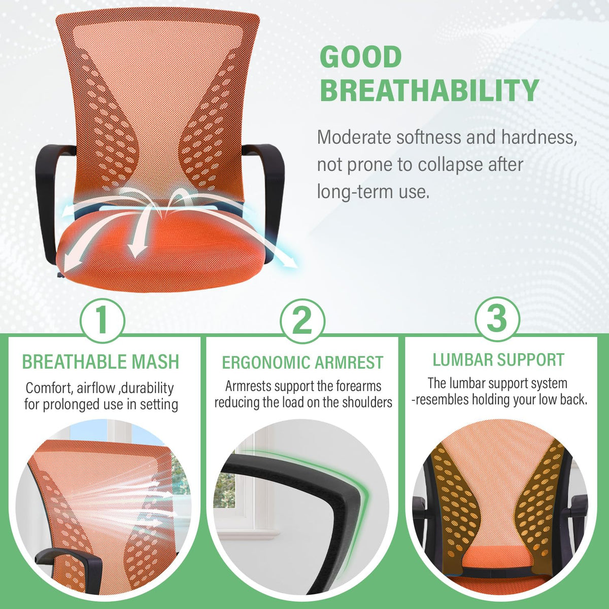 Orange Ergonomic Office Desk Chair with Armrest Z63942