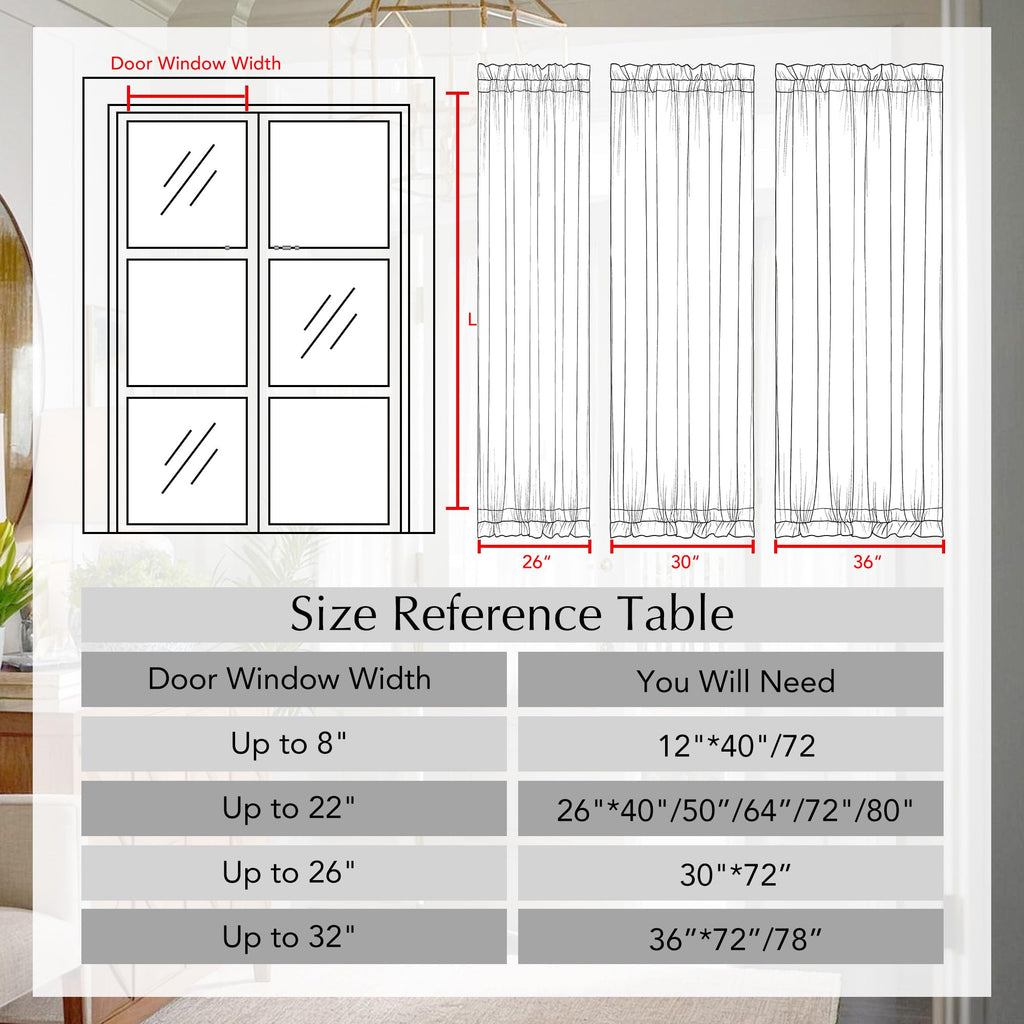 Cream Linen French Door Curtain 72 Inch Length E9308