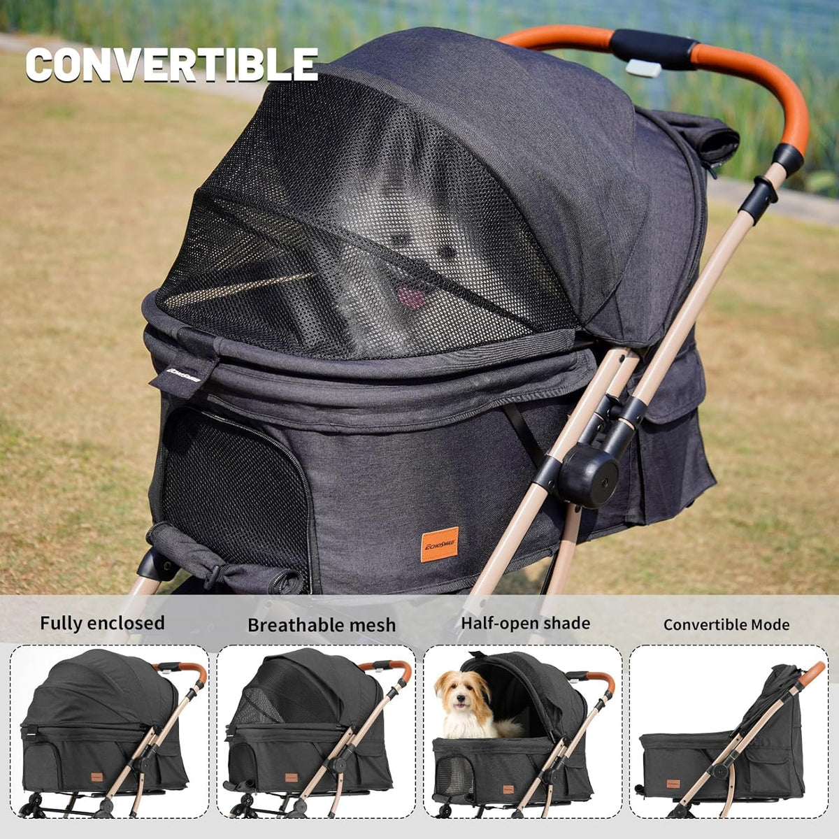 4-Wheel Pet Stroller with Reversible Handle M532