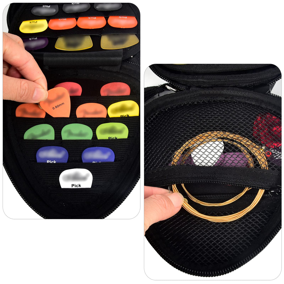 Black Guitar Pick Case with Mesh Pocket A3983