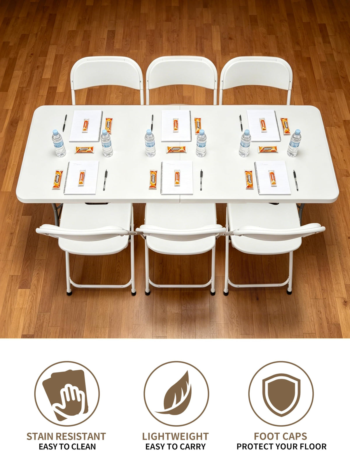 6Ft Heavy Duty Portable Plastic Folding Table C90882
