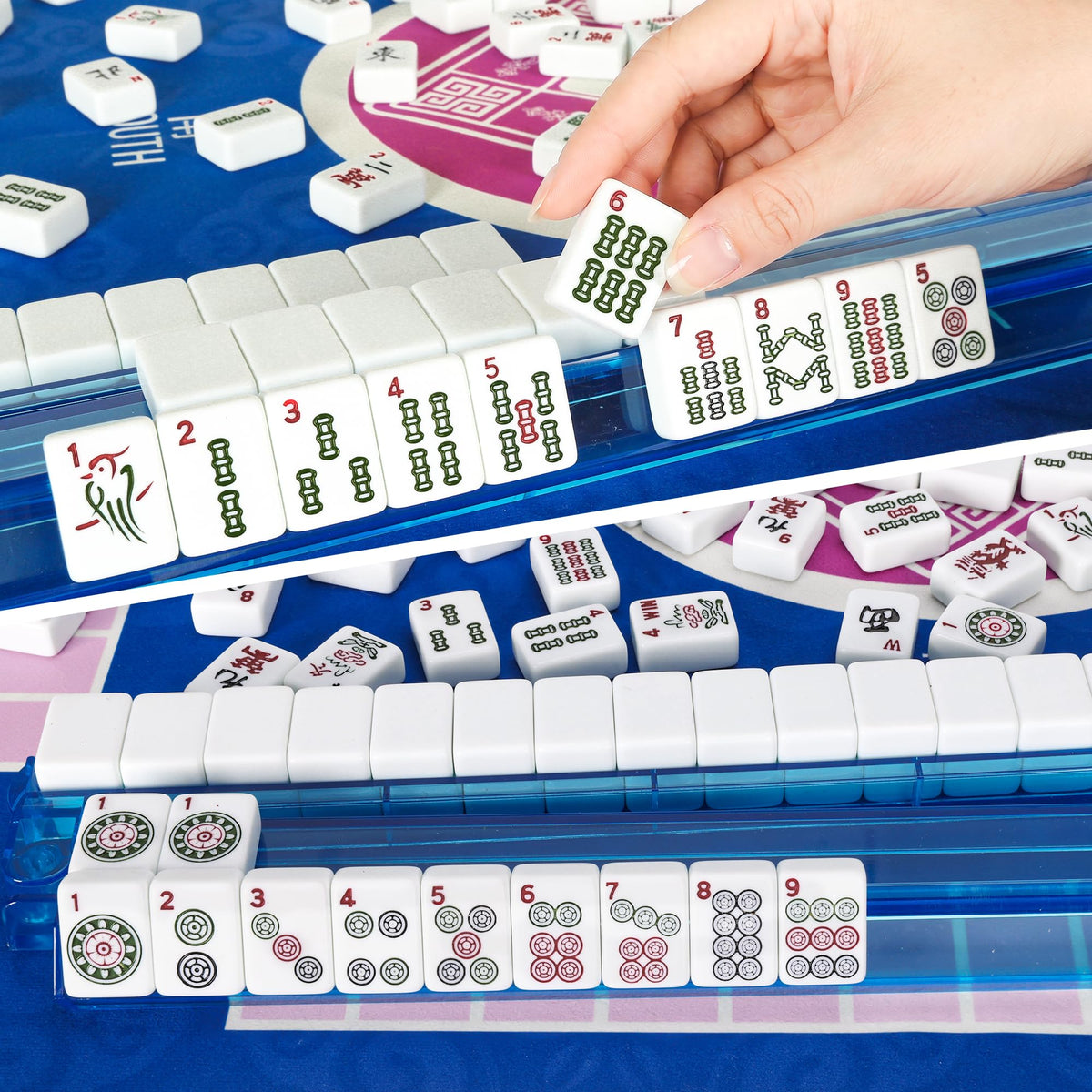 Mahjong Game Set with Racks, 166 Tiles & Bag Z4027
