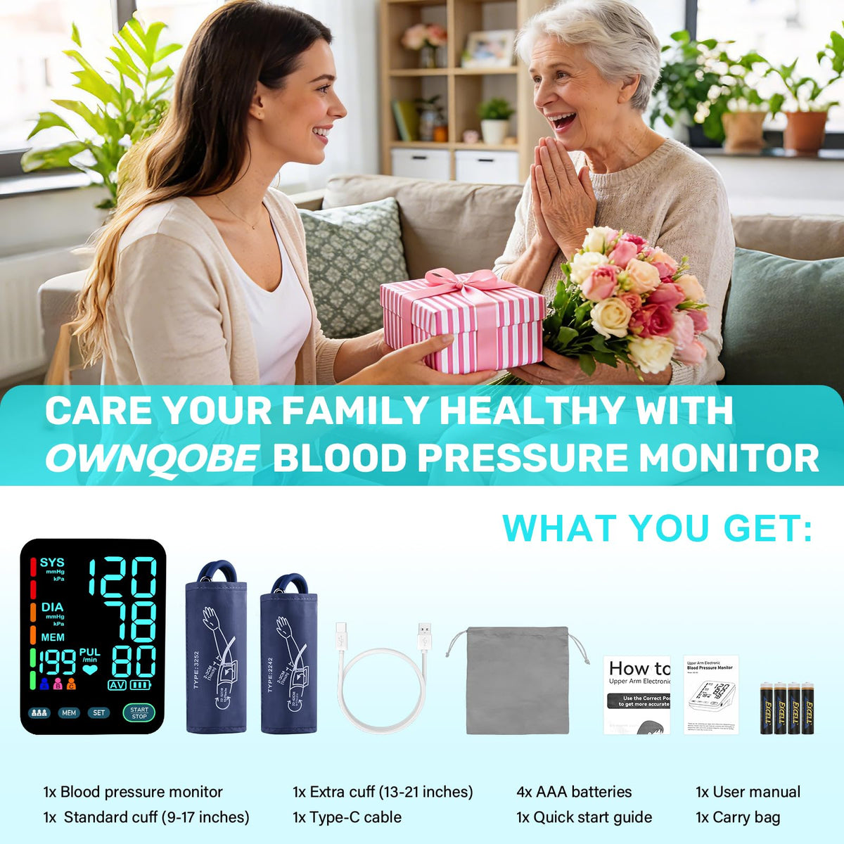 Upper Arm Blood Pressure Monitor with 2 Cuffs P961866