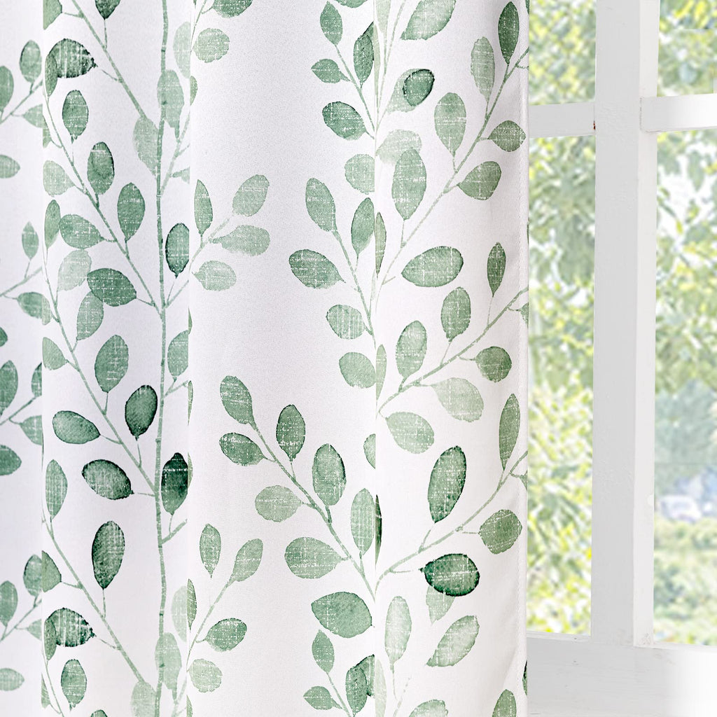 Green Leaf Curtains 84 Inch Length Grommet 2 Pcs T4095