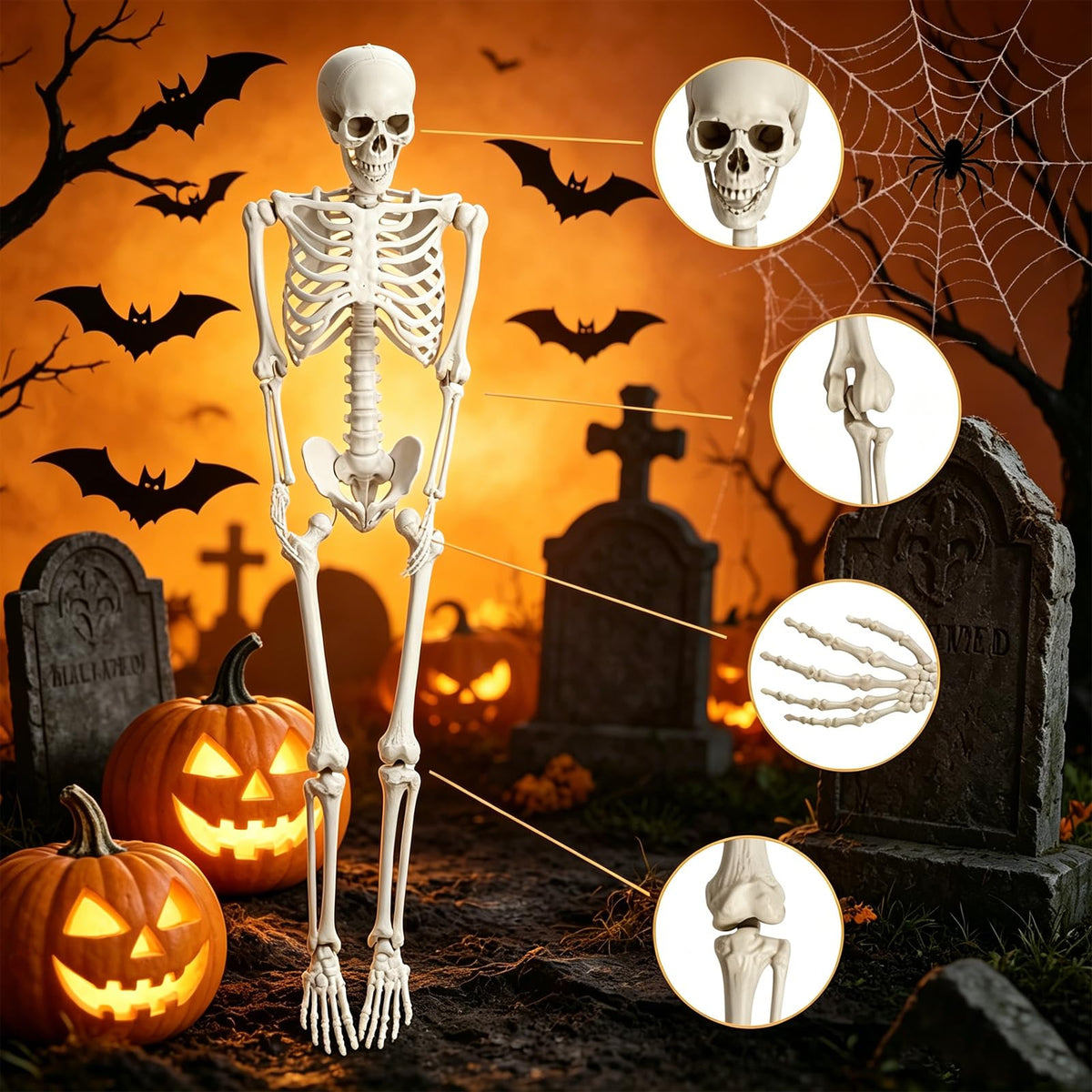 5.4FT Life Size Skeleton with Movable Joints H39030