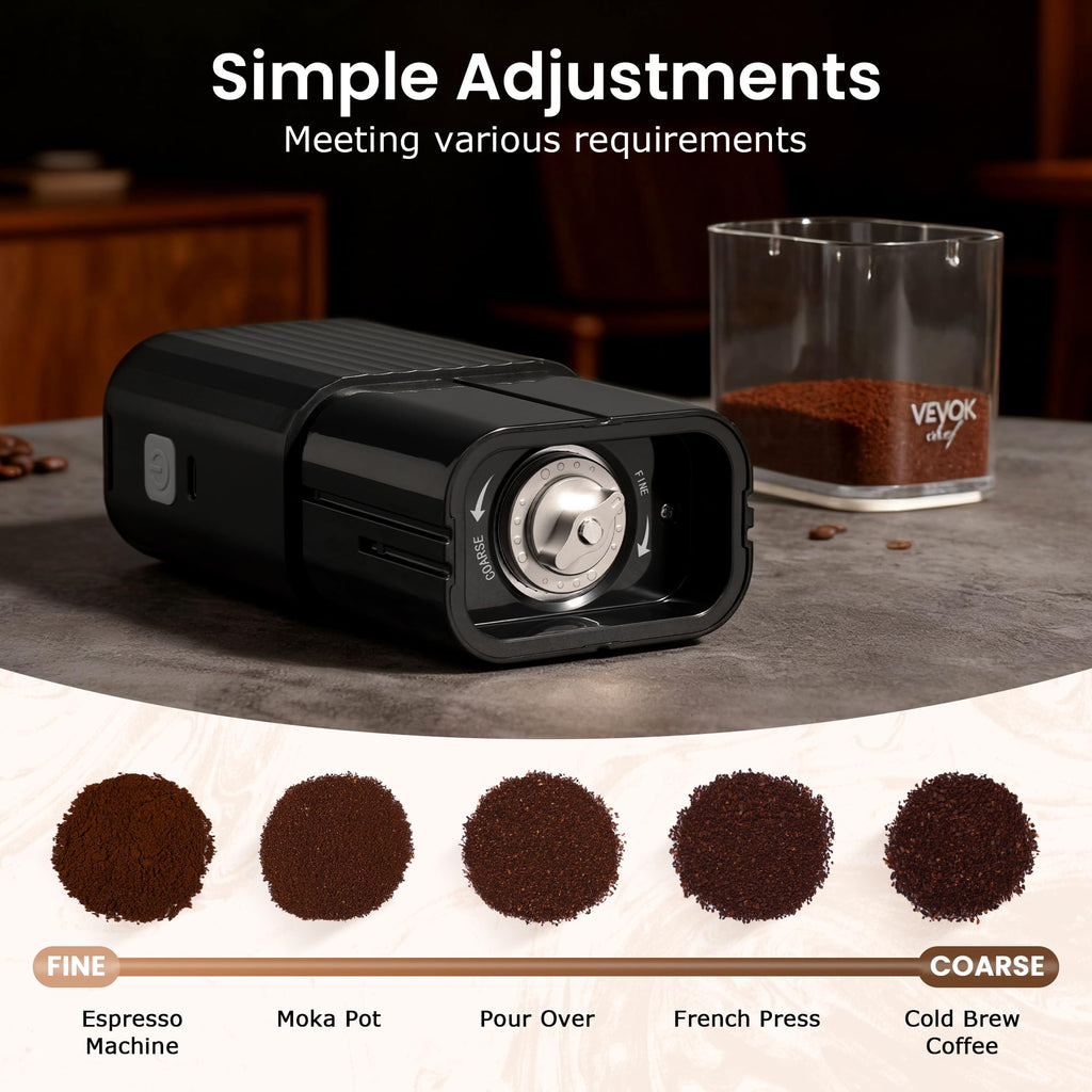 Portable Electric Coffee Grinder Adjustable Stainless Steel Burr X365525