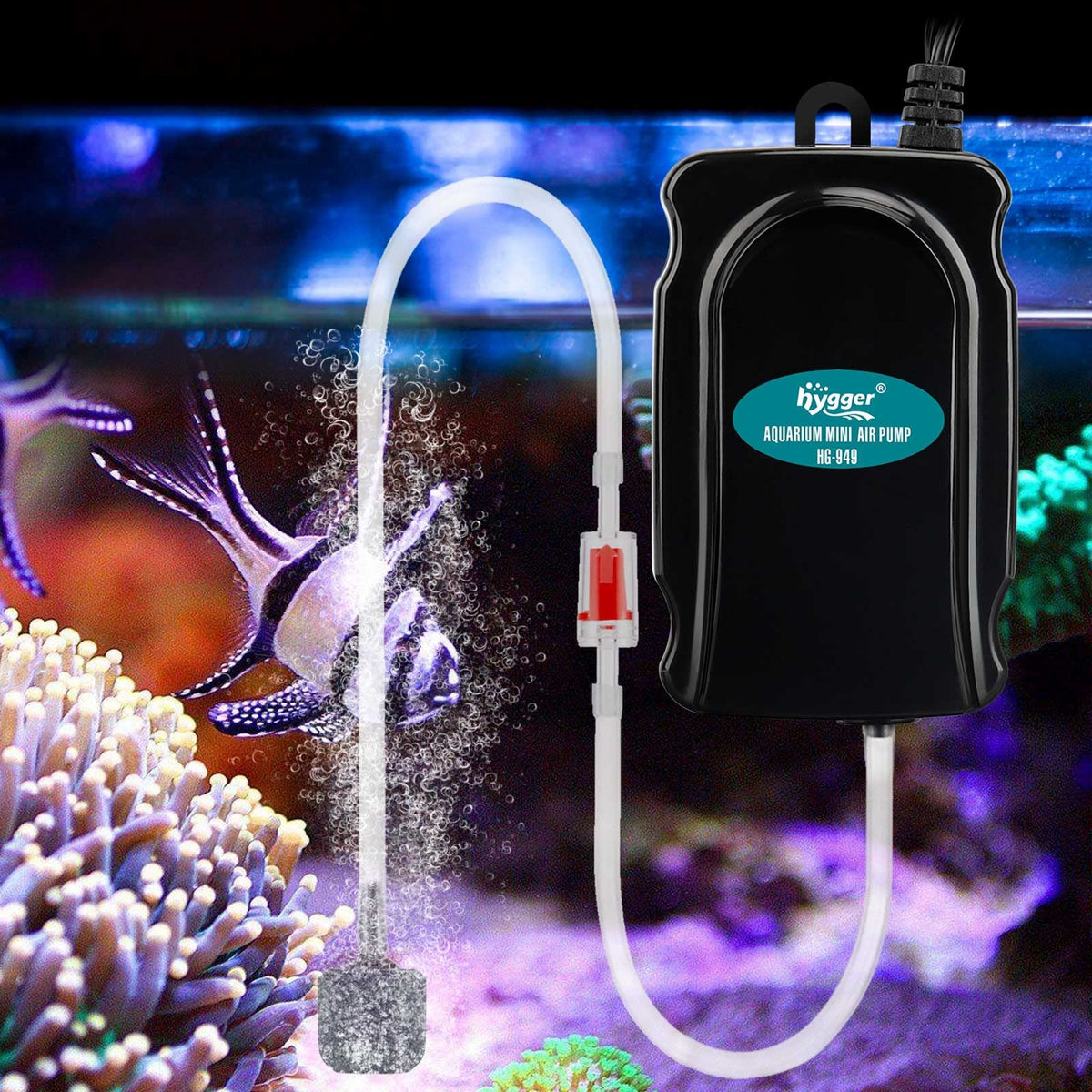 Mini Aquarium Air Pump Kit 1W for 2-20 Gallon Fish Tank with Air Tube Q717443