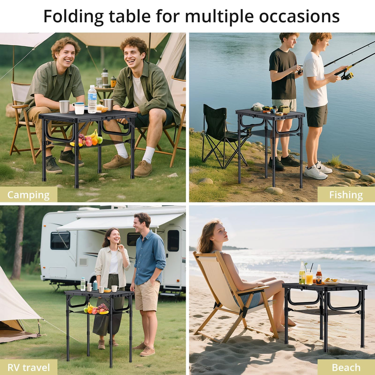 24"X 16" Adjustable Height Folding Camping Table Y859548