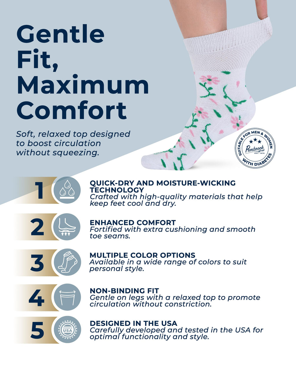 Bamboo Viscose Diabetic Socks 6 Pairs T172430