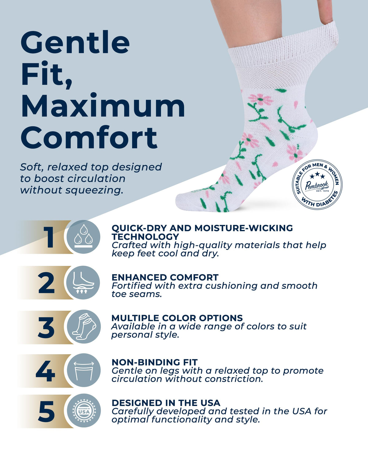 Bamboo Viscose Diabetic Socks 6 Pairs T172430