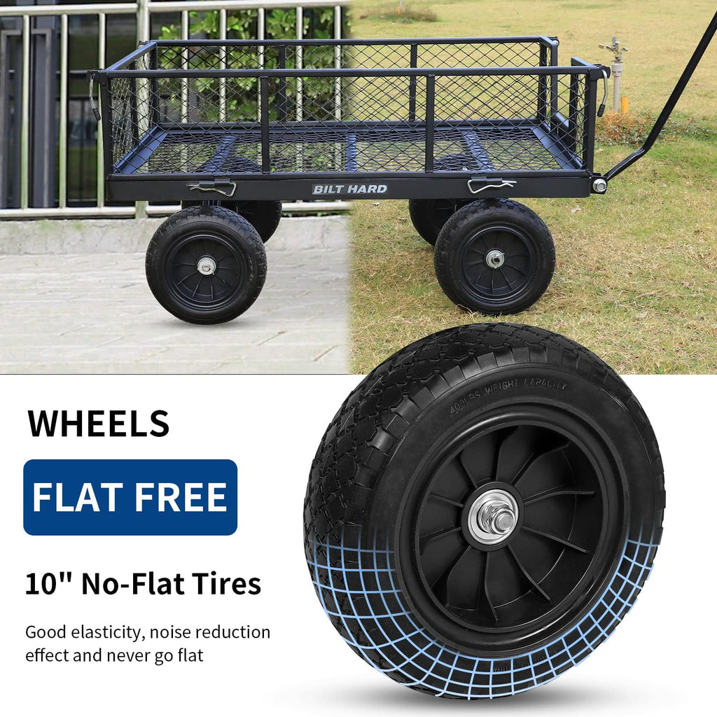10" Steel Garden Cart with Rotating Handle and Removable Sides, 4 Cu.Ft, Black N92764