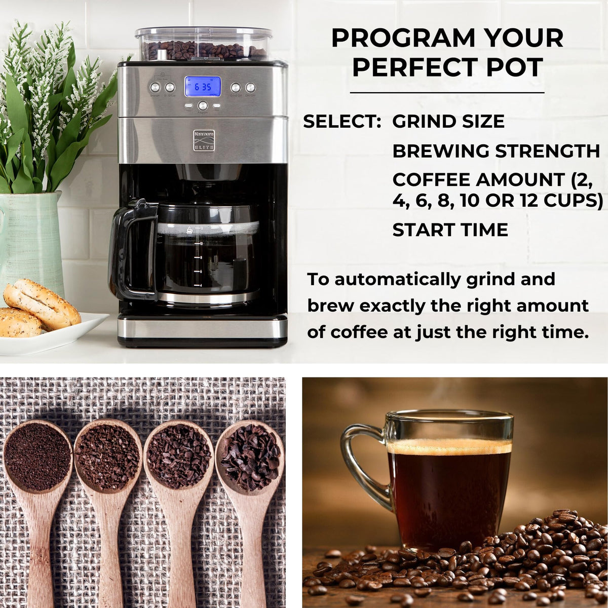 Grind and Brew 12 Cup Programmable Coffee Maker with Burr Grinder D60009