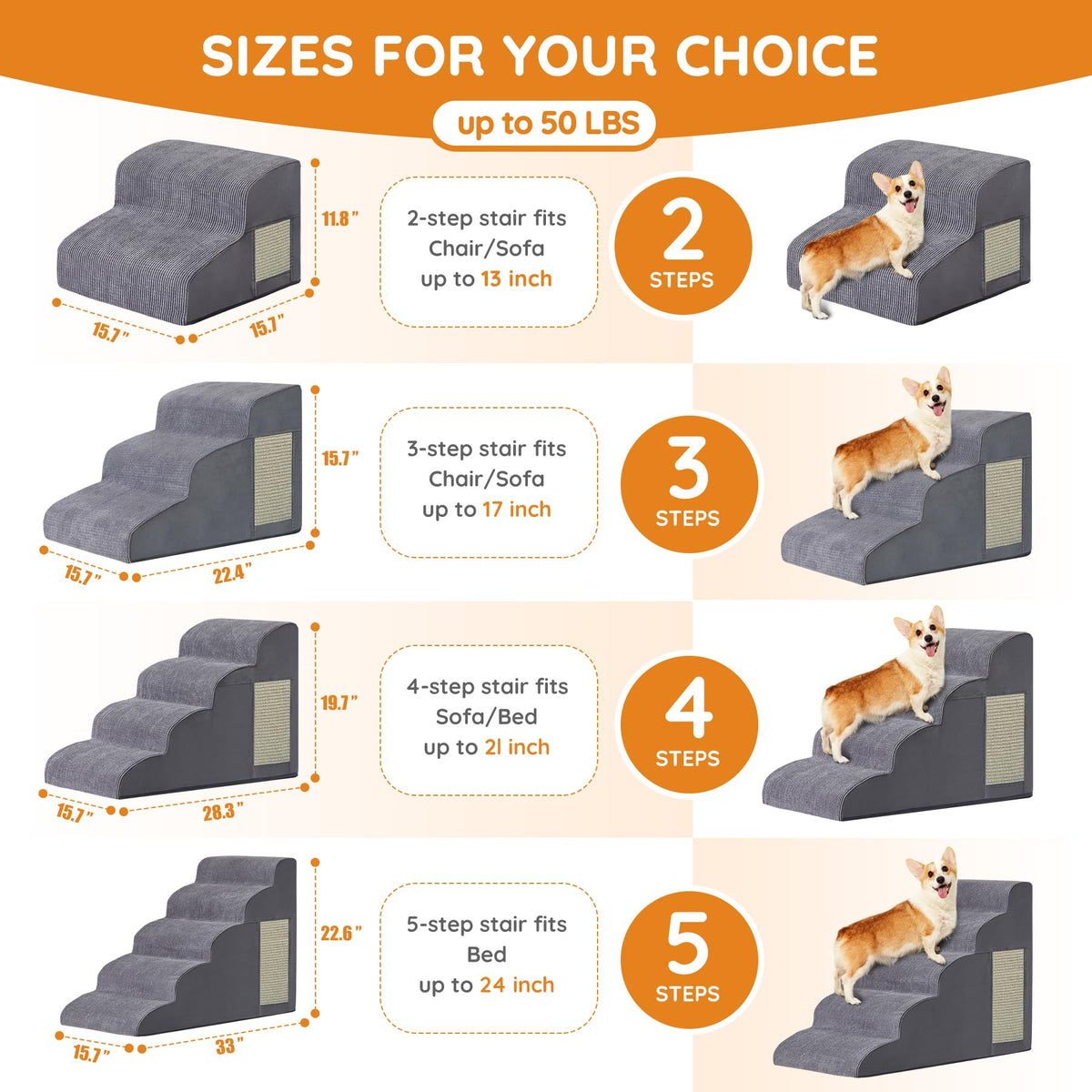 Dog Stairs 2-Step Grey K1148