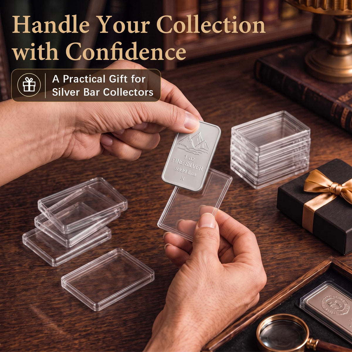 60 Pcs Silver Bar Holder Case G4769