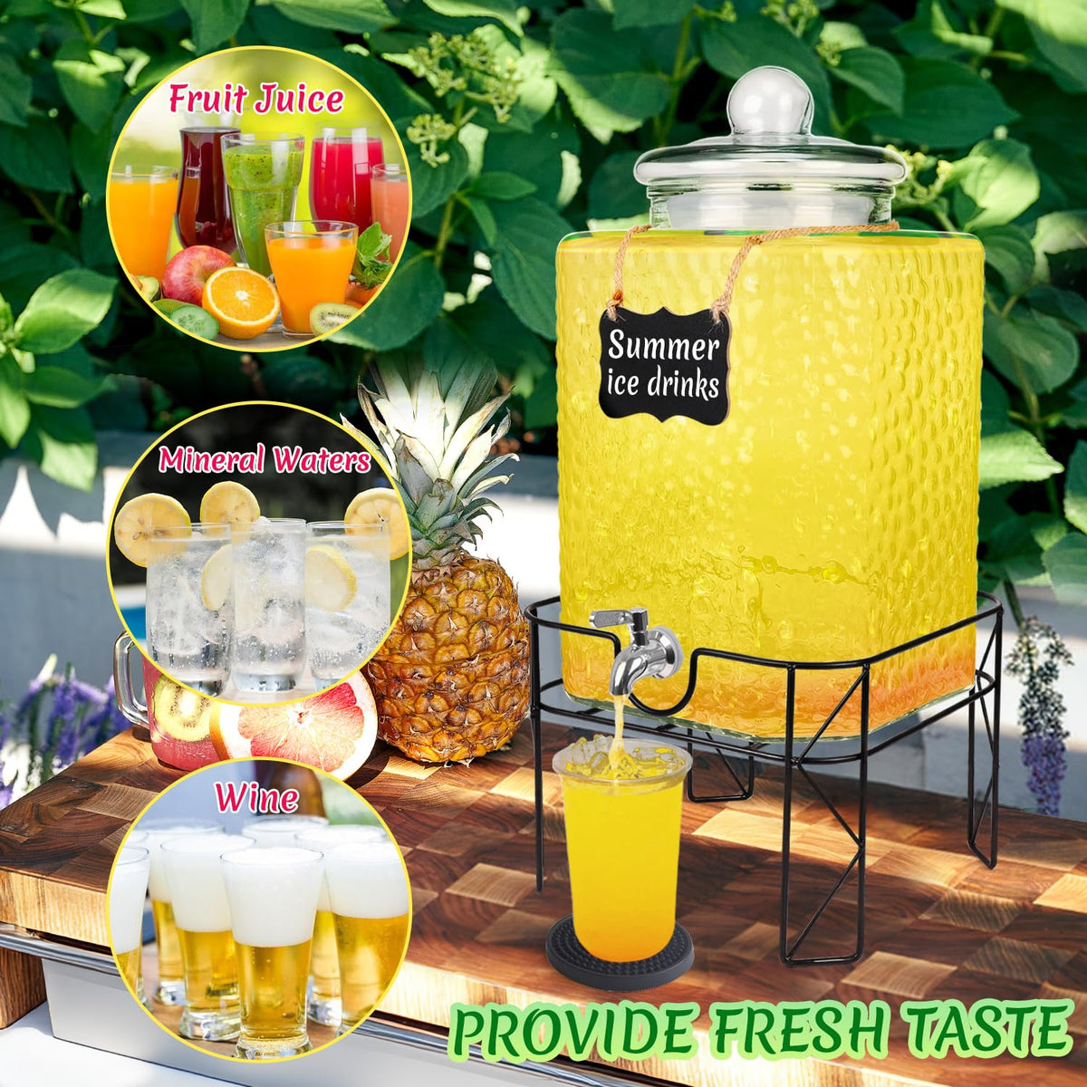 4.6 Gallon Glass Beverage Dispenser with Stand D950