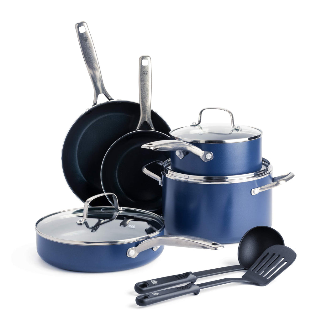 Blue 10 Piece Ceramic Nonstick Cookware Set B28777