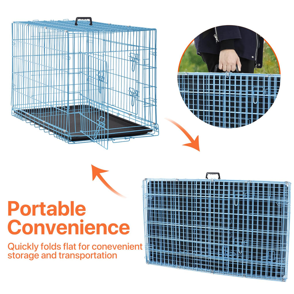 Folding Metal Dog Crate with Plastic Tray & Divider Q4221