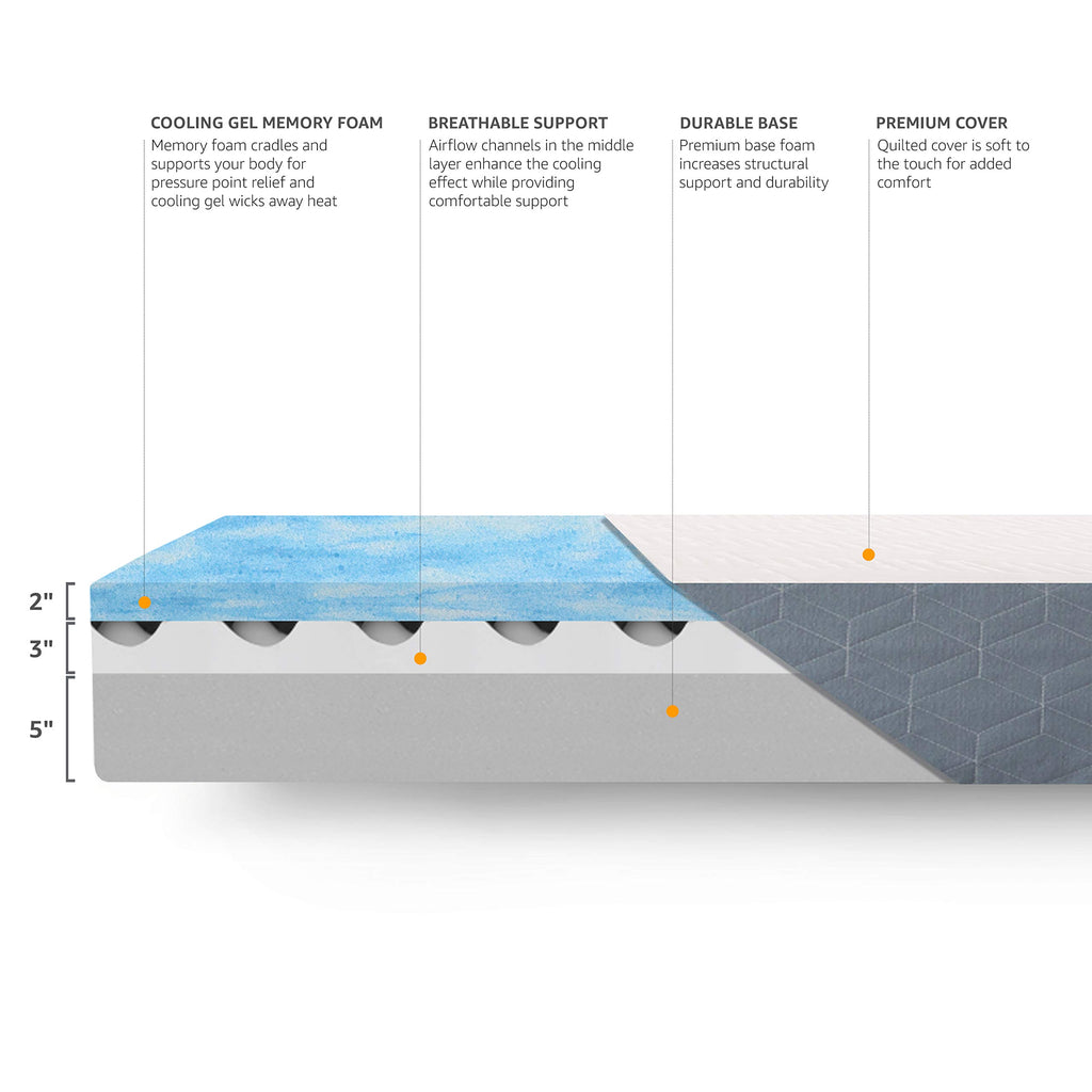 Medium-Firm Cooling Gel Memory Foam Mattress, Twin Size B99203