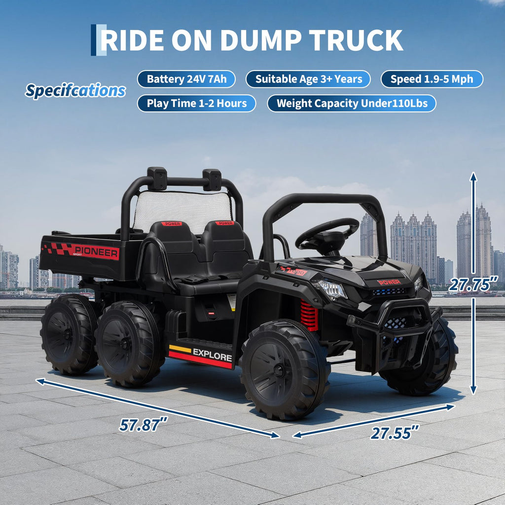 24V 2 Seater 4WD Ride on Dump Truck D372