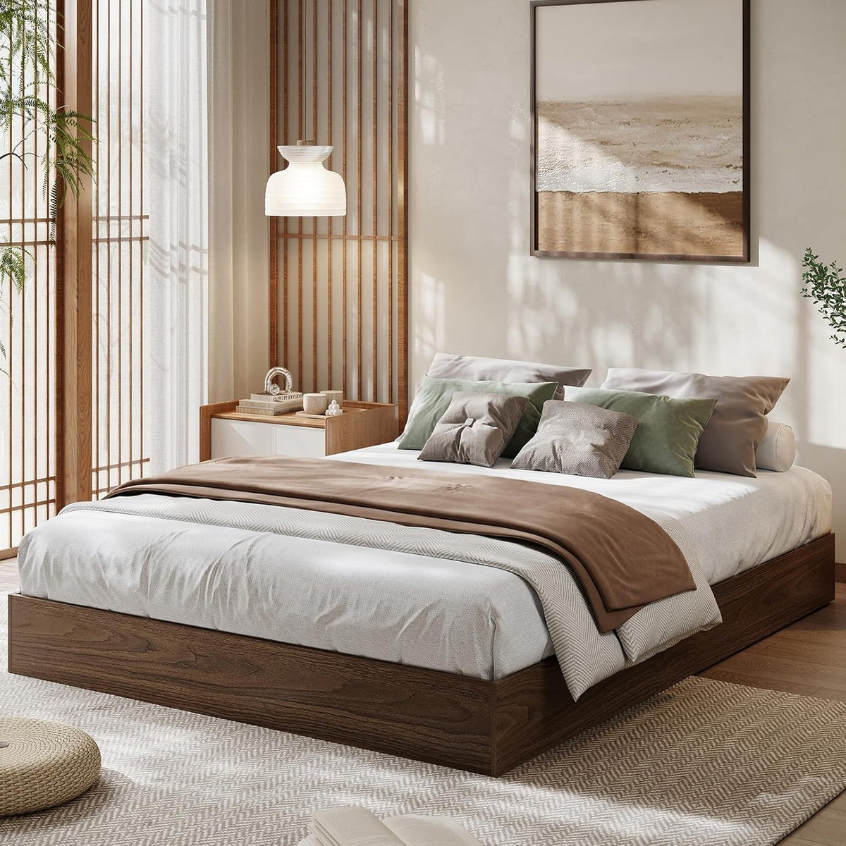 Wooden California King Size Platform Bed Frame L216203