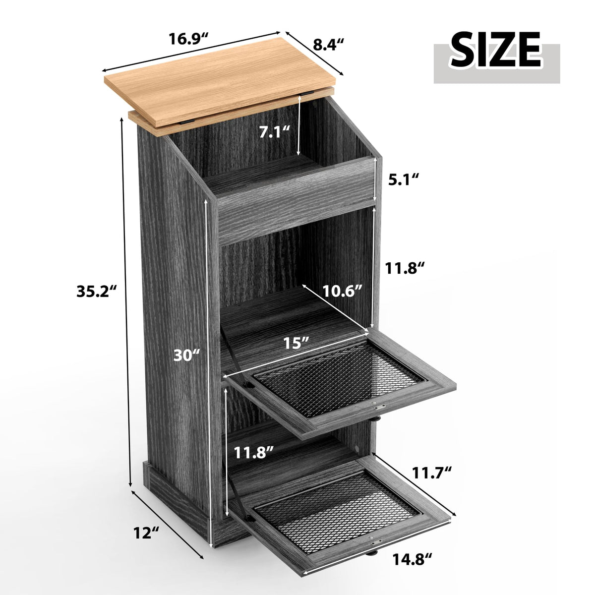 Wooden Potato and Onion Storage Bin with Lid T55173