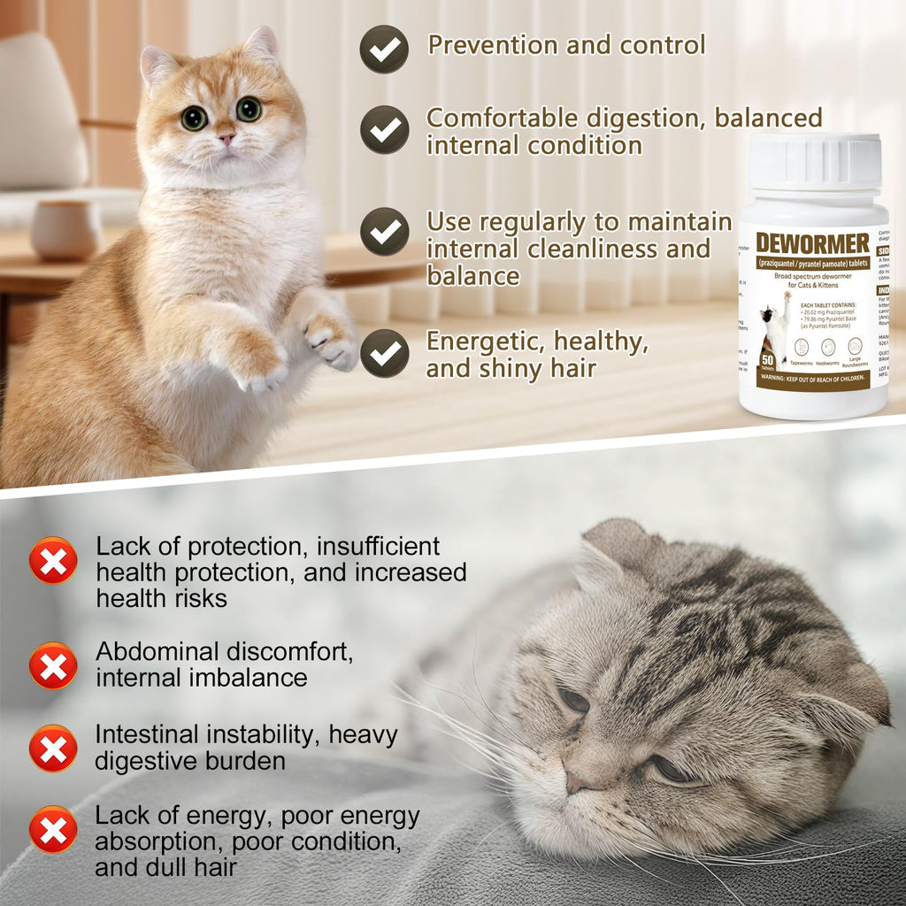 Broad-Spectrum Dewormer for Cats & Kittens, 50 Tablets R86510