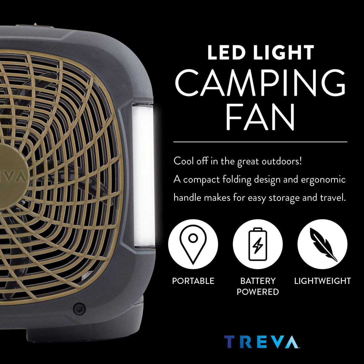 10 in Portable Fan with LED Lights A3309