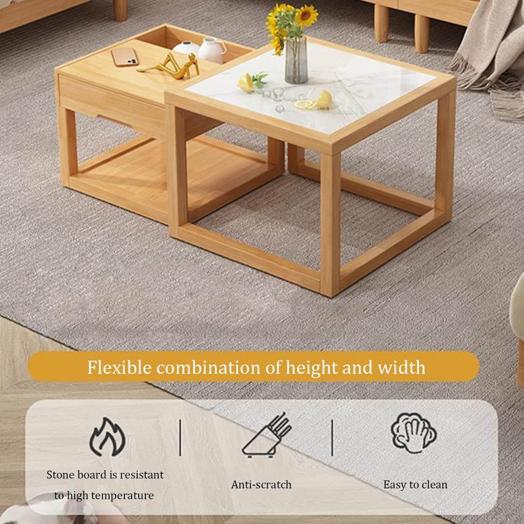 Square Two-Piece Coffee Table Set with Hidden Drawer Storage C78695