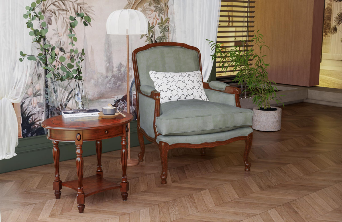 2-Tier Cherry Wood End Table with Drawer B639668