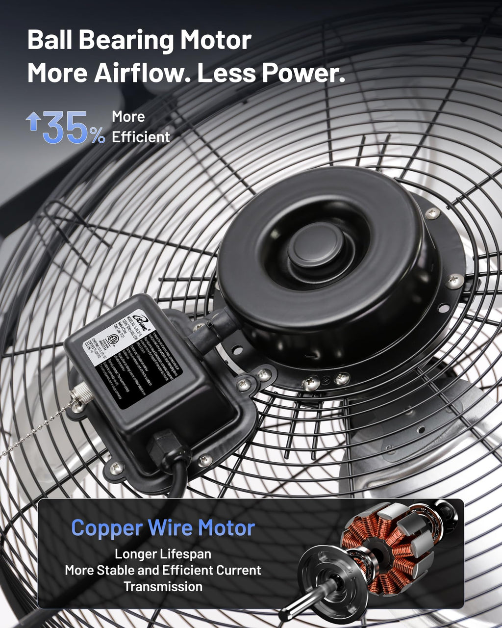 20" Variable Speed Indoor/Outdoor Fan, 4650 CFM, Black S932